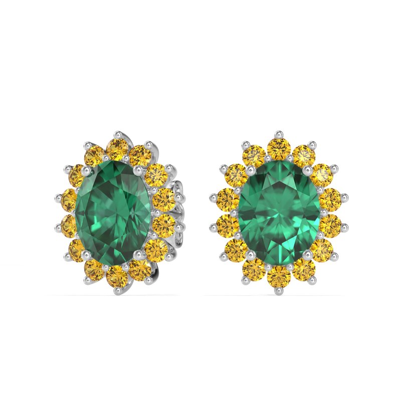 Princess Diana Oval Halo Earrings