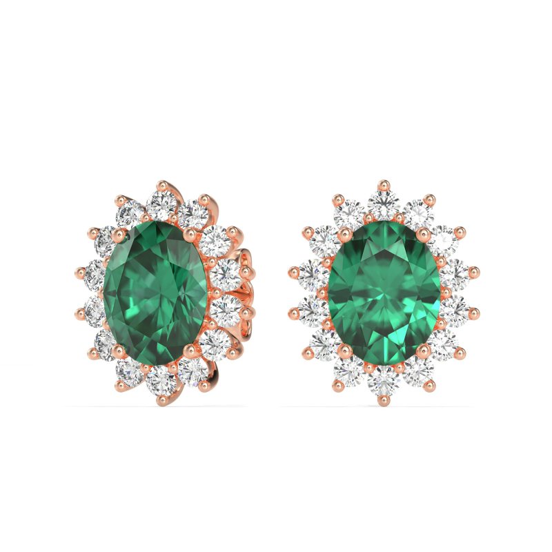 Princess Diana Oval Halo Earrings