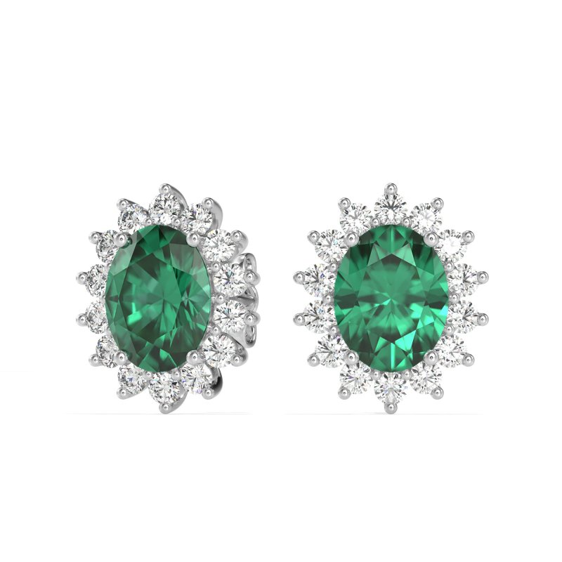 Princess Diana Oval Halo Earrings