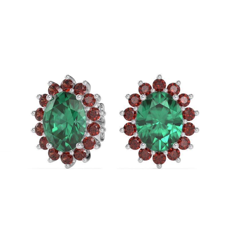 Princess Diana Oval Halo Earrings