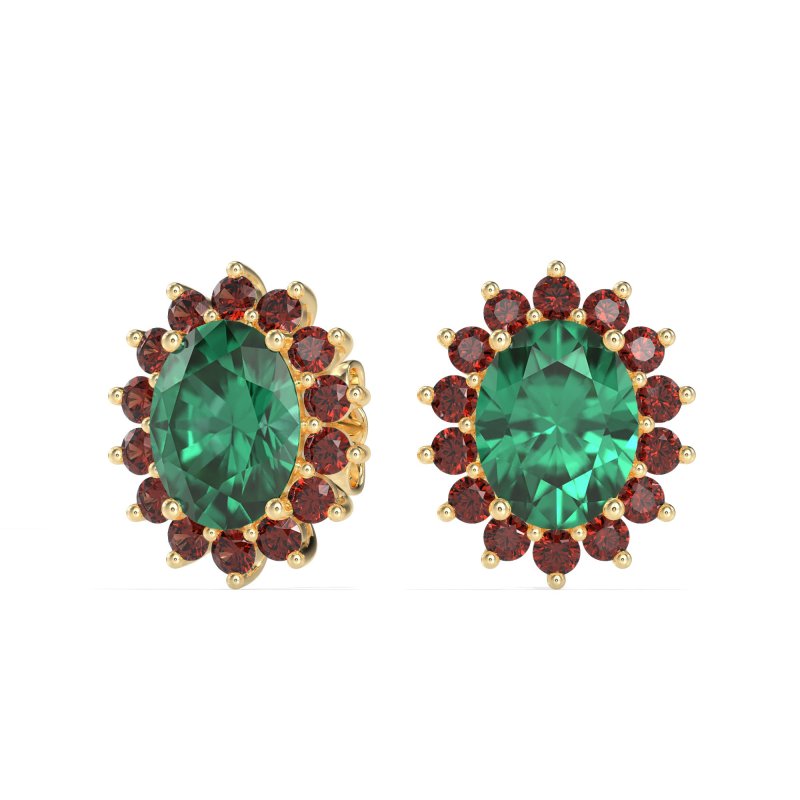 Princess Diana Oval Halo Earrings