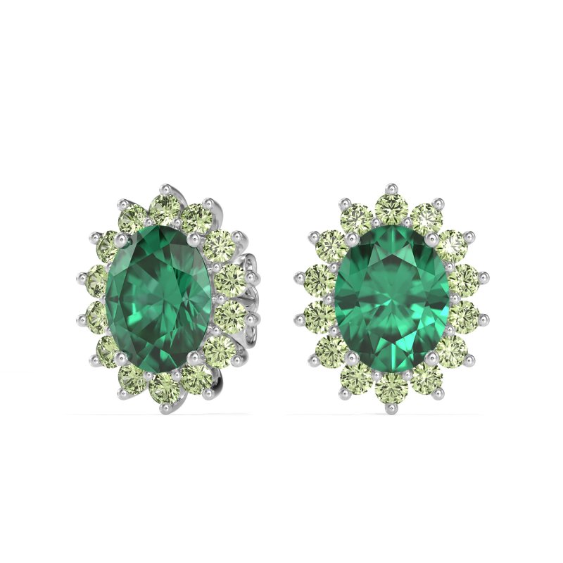 Princess Diana Oval Halo Earrings