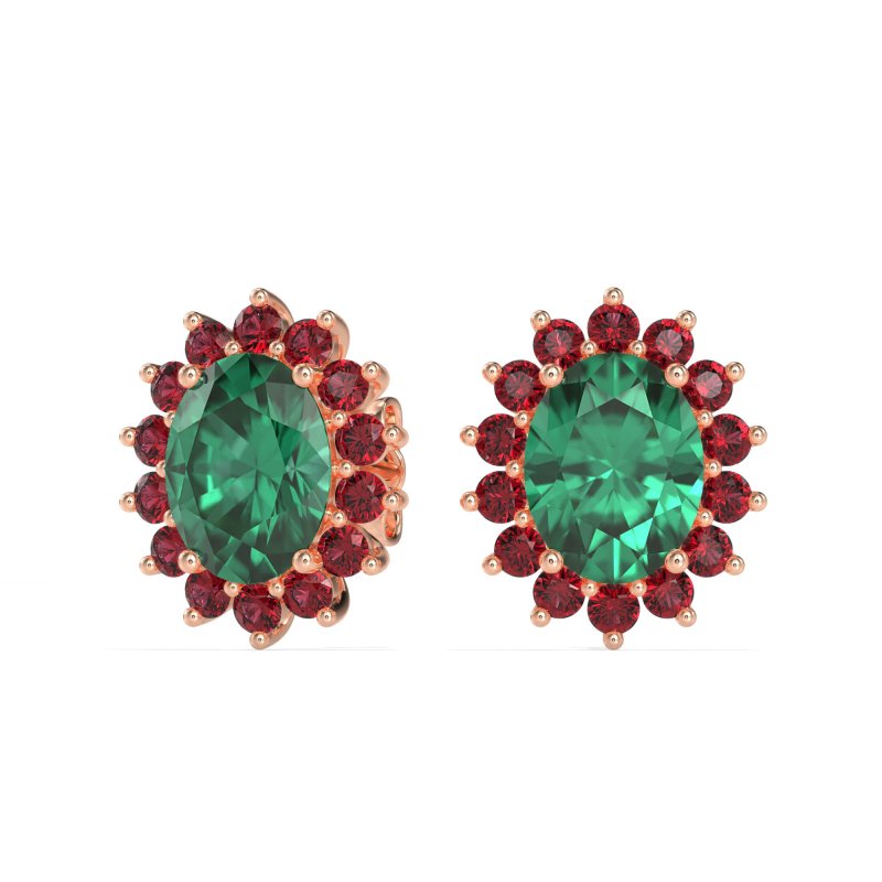 Princess Diana Oval Halo Earrings