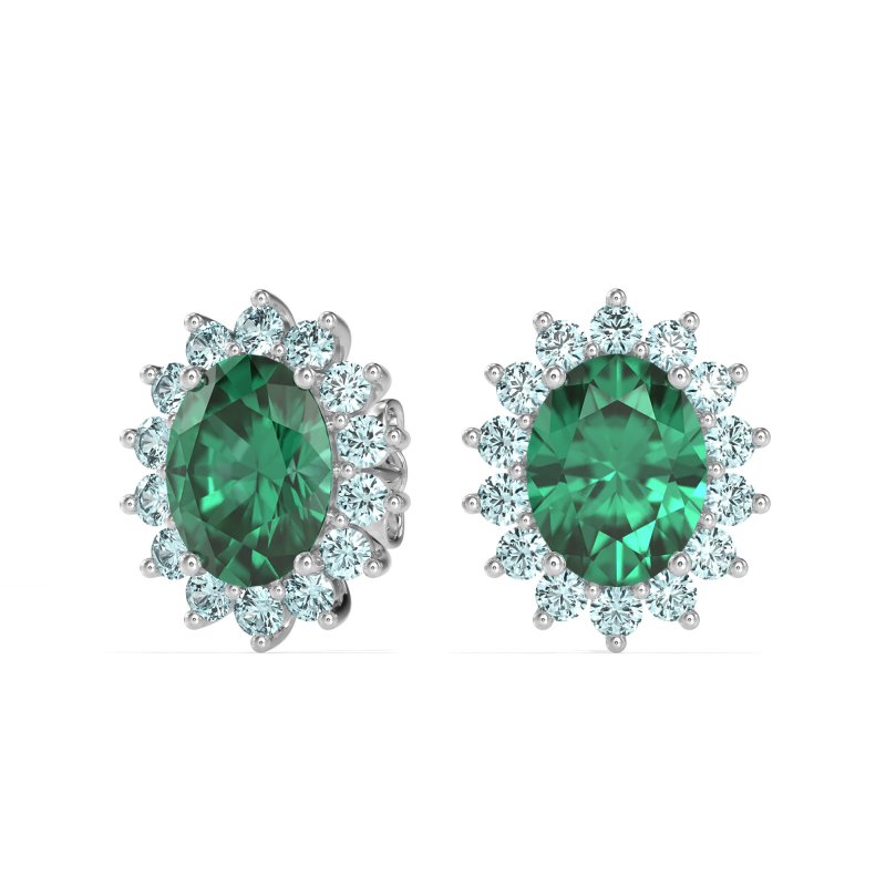 Princess Diana Oval Halo Earrings