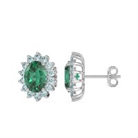 Princess Diana Oval Halo Earrings
