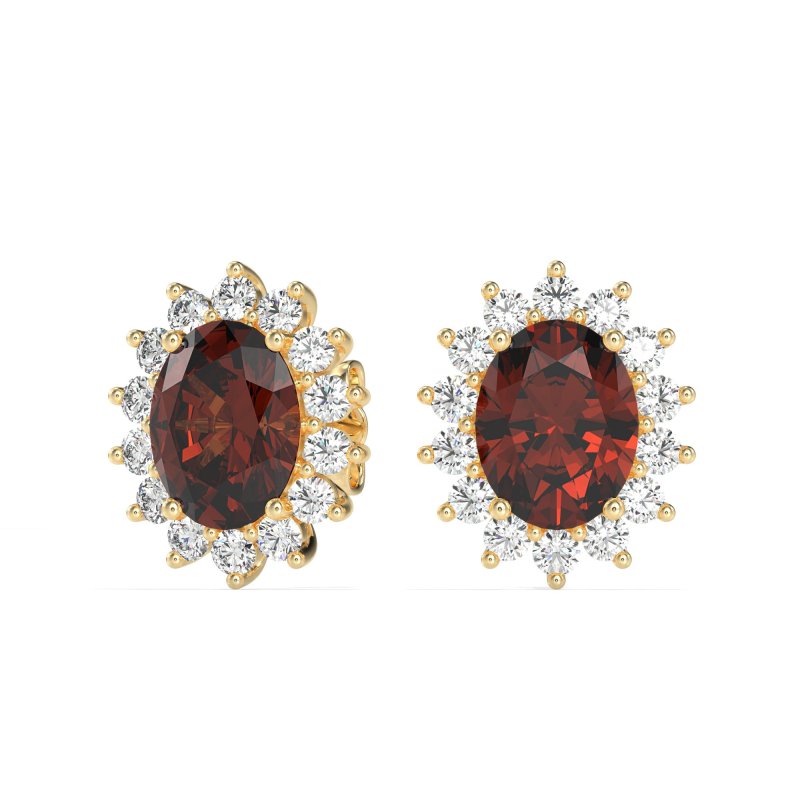Princess Diana Oval Halo Earrings