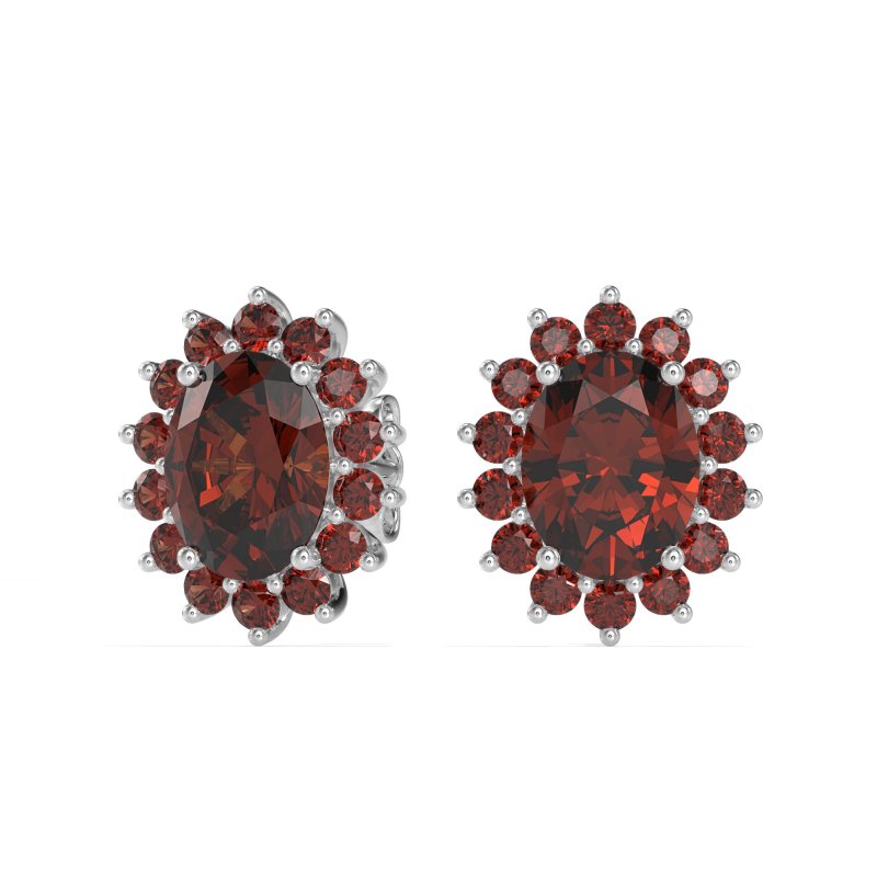 Princess Diana Oval Halo Earrings