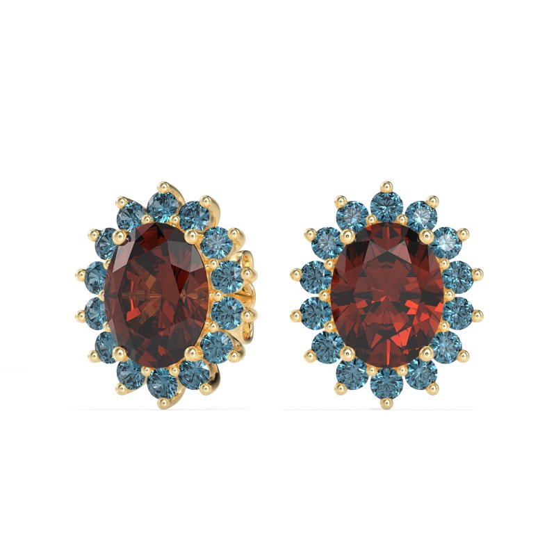 Princess Diana Oval Halo Earrings