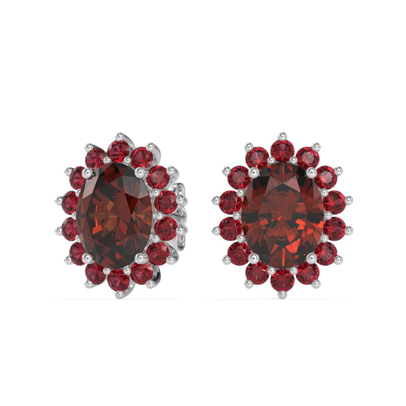 Princess Diana Oval Halo Earrings