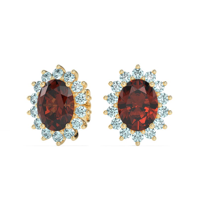 Princess Diana Oval Halo Earrings
