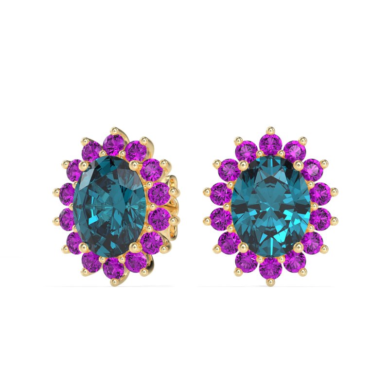 Princess Diana Oval Halo Earrings