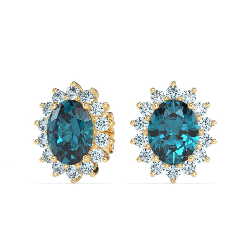 Princess Diana Oval Halo Earrings
