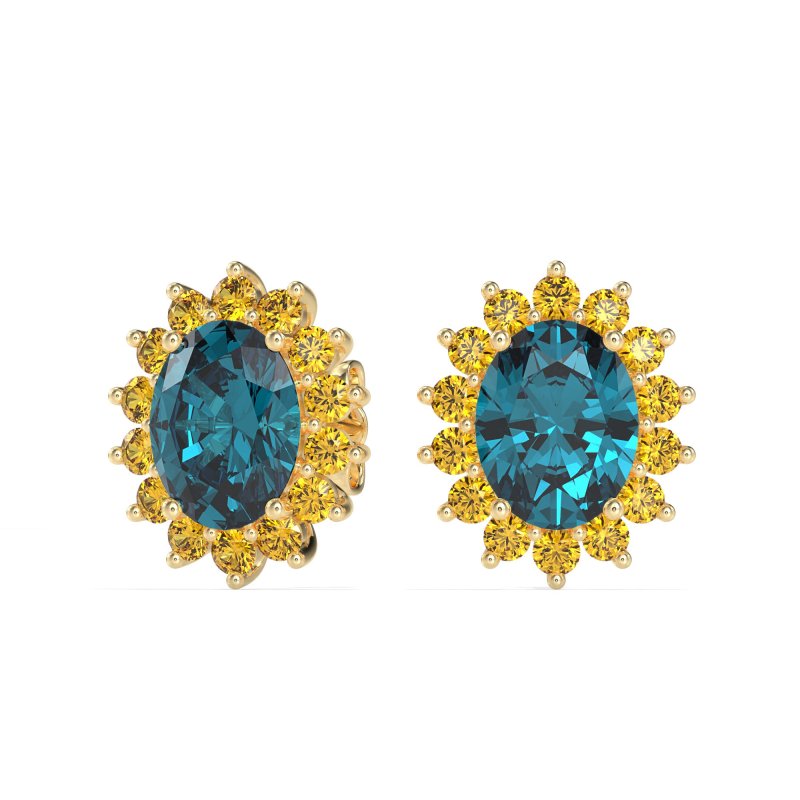 Princess Diana Oval Halo Earrings