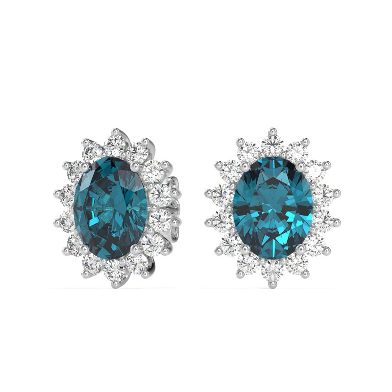Princess Diana Oval Halo Earrings