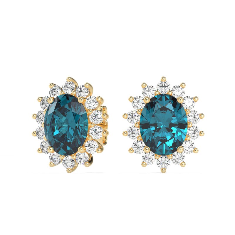 Princess Diana Oval Halo Earrings
