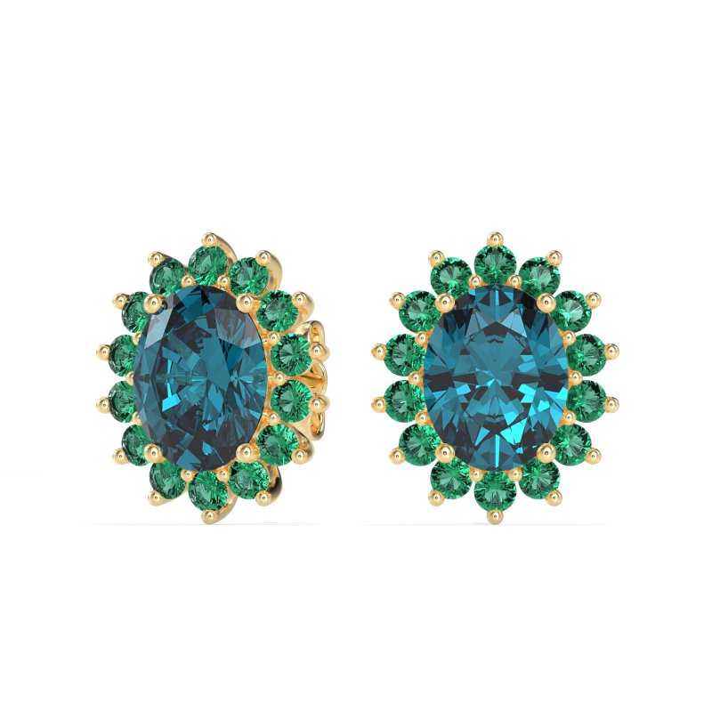 Princess Diana Oval Halo Earrings