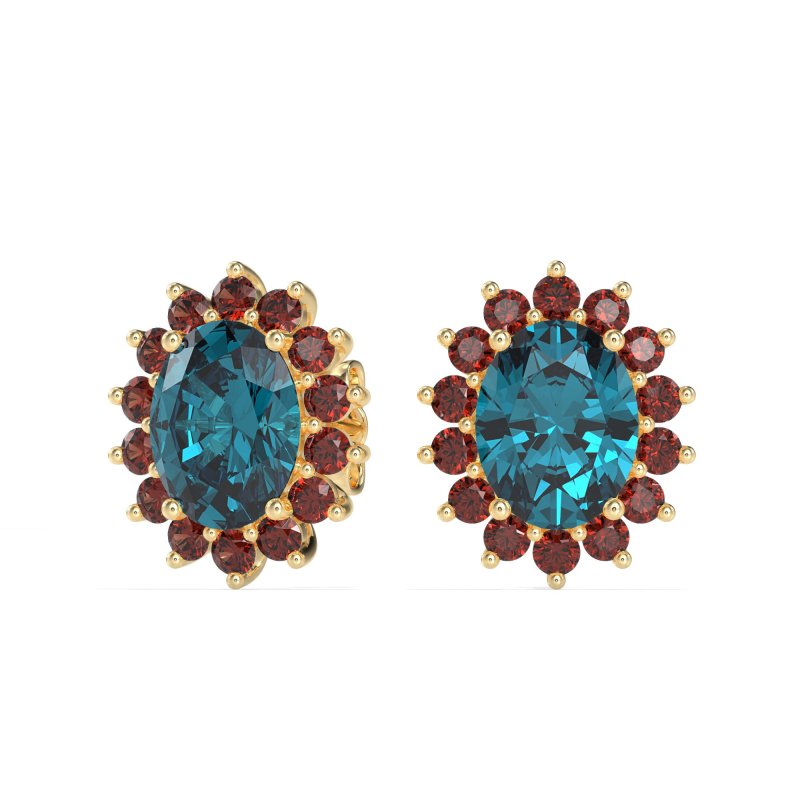 Princess Diana Oval Halo Earrings
