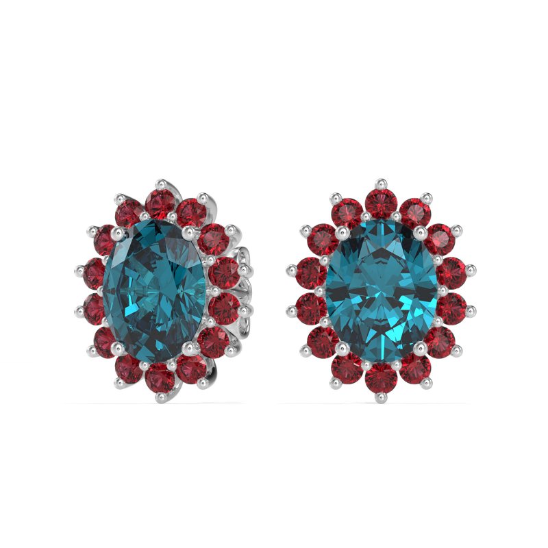 Princess Diana Oval Halo Earrings