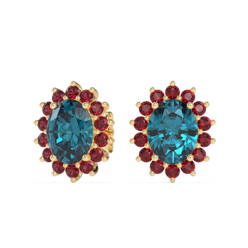 Princess Diana Oval Halo Earrings