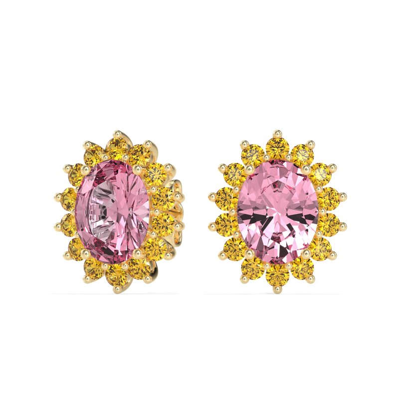 Princess Diana Oval Halo Earrings