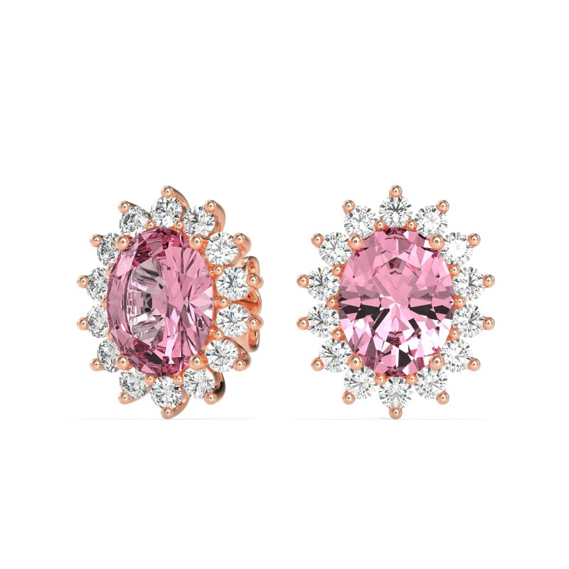 Princess Diana Oval Halo Earrings