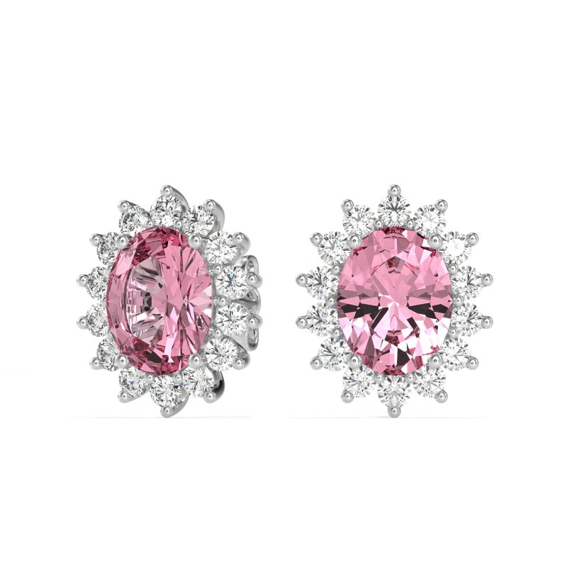 Princess Diana Oval Halo Earrings