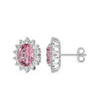 Princess Diana Oval Halo Earrings