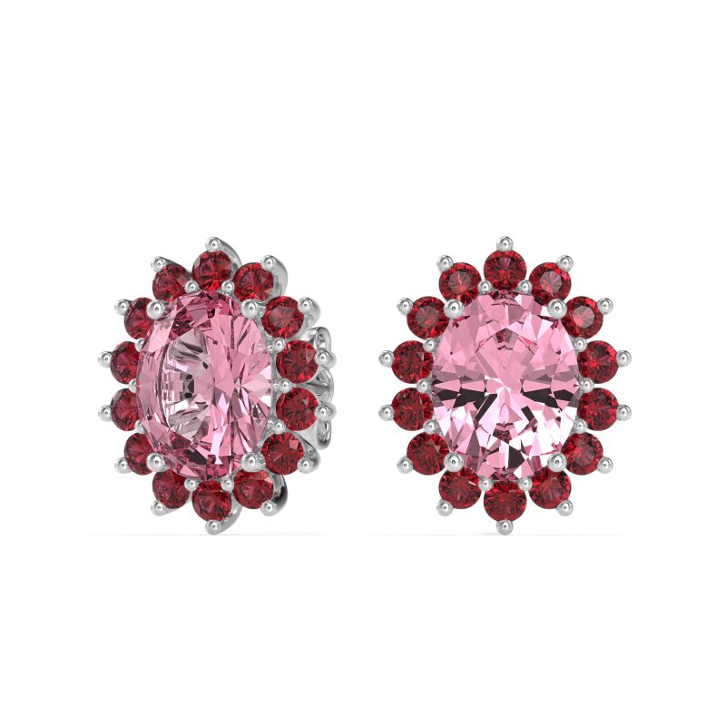 Princess Diana Oval Halo Earrings