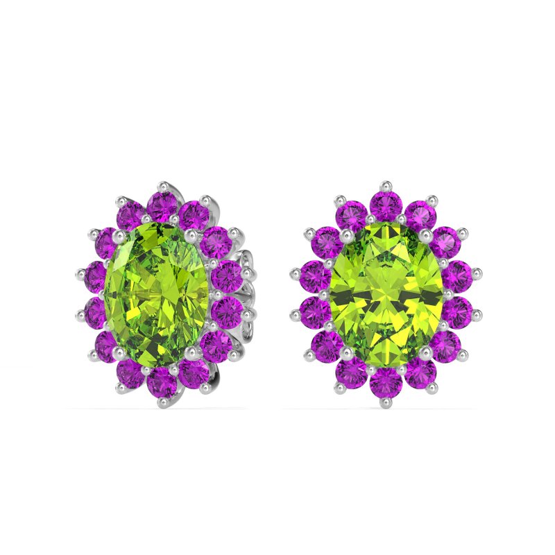 Princess Diana Oval Halo Earrings