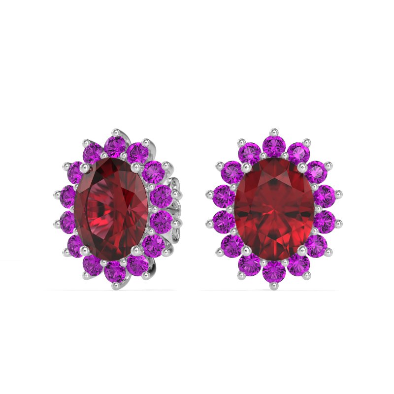 Princess Diana Oval Halo Earrings