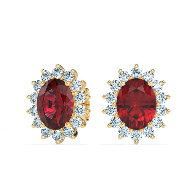 Princess Diana Oval Halo Earrings