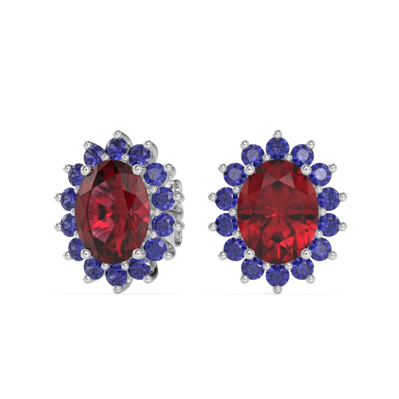Princess Diana Oval Halo Earrings