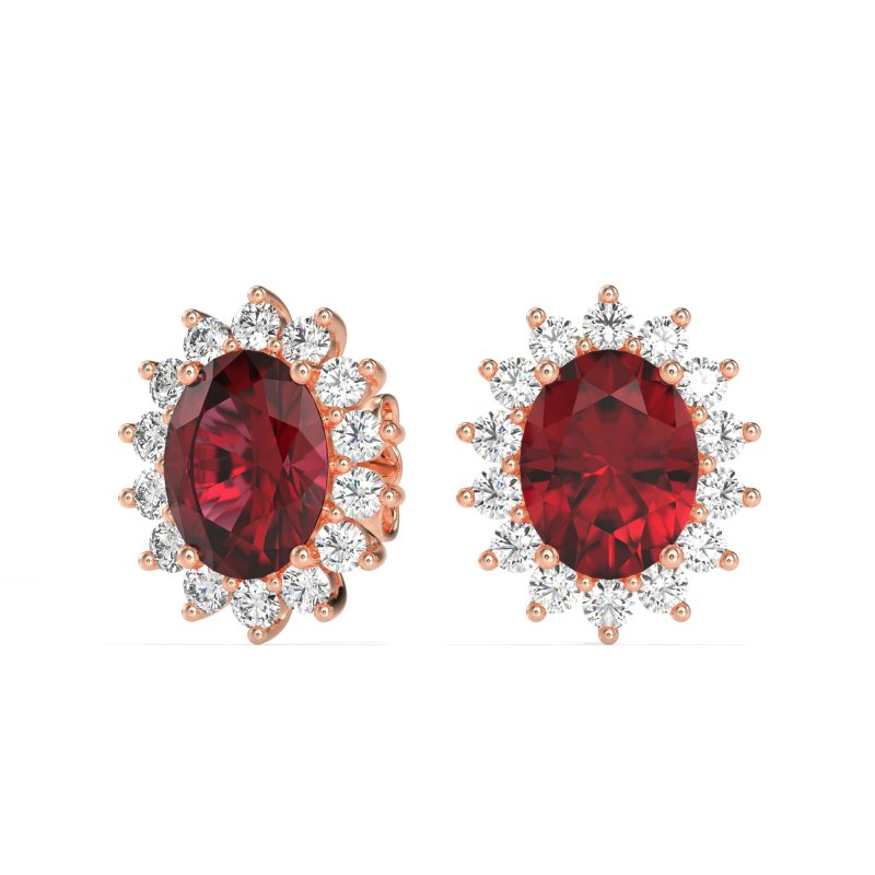 Princess Diana Oval Halo Earrings