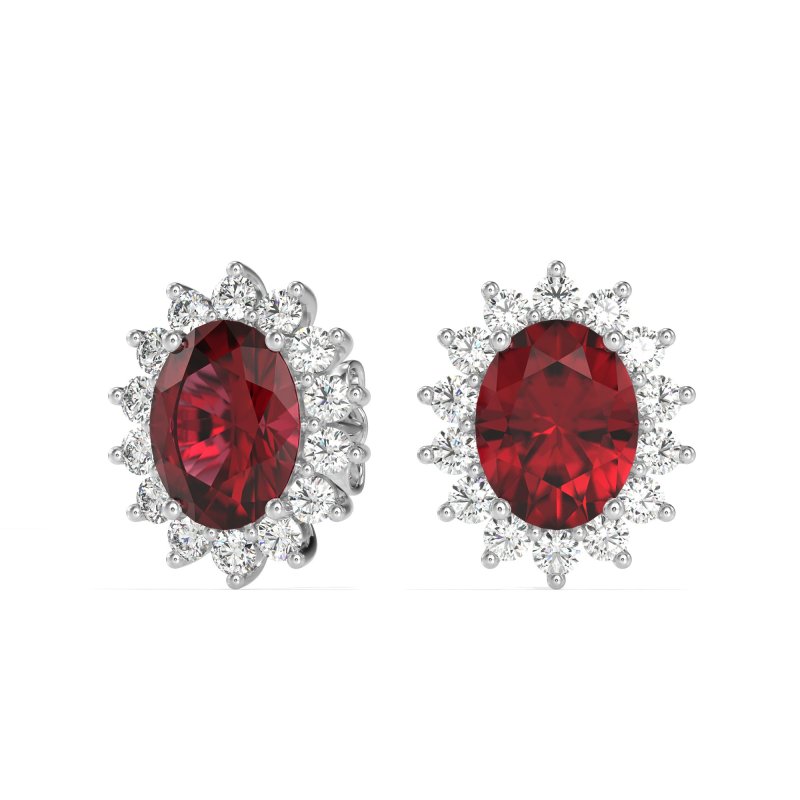 Princess Diana Oval Halo Earrings