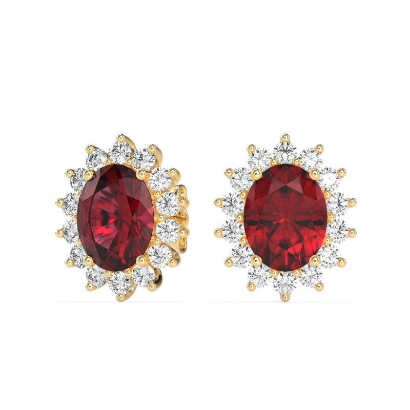 Princess Diana Oval Halo Earrings