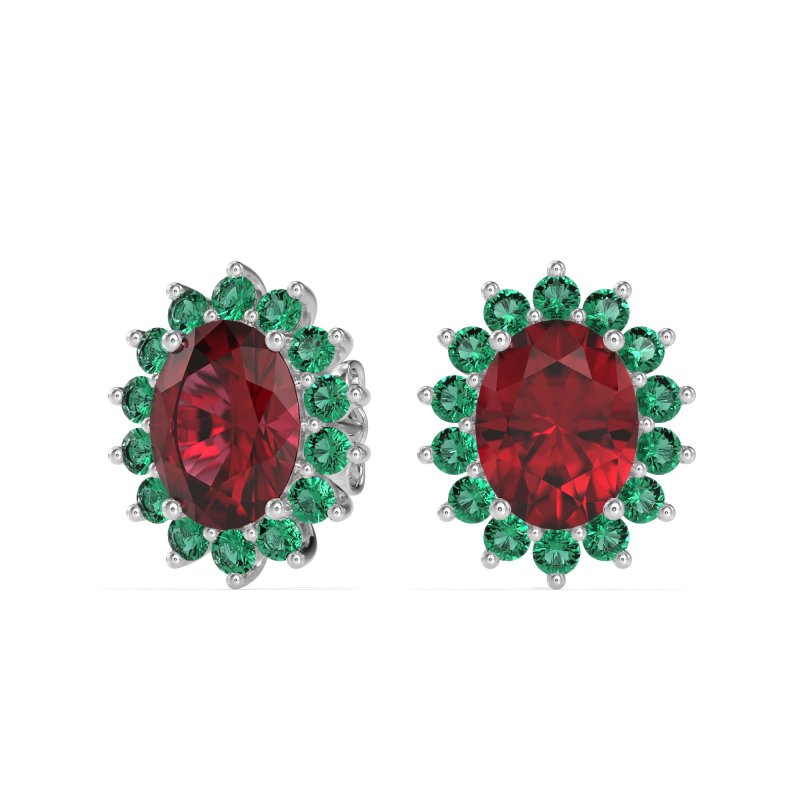 Princess Diana Oval Halo Earrings