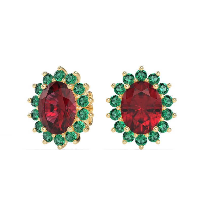 Princess Diana Oval Halo Earrings