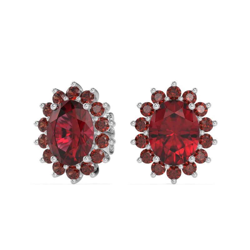Princess Diana Oval Halo Earrings