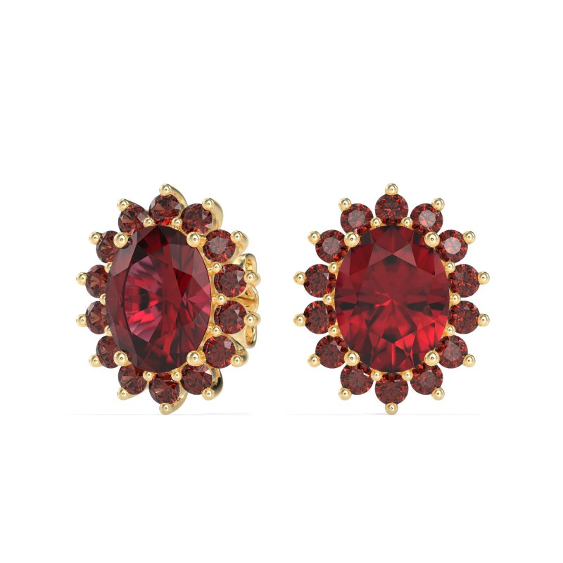 Princess Diana Oval Halo Earrings