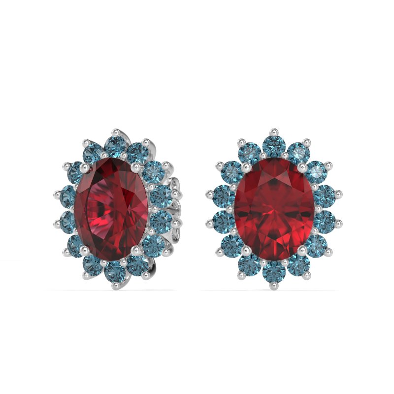 Princess Diana Oval Halo Earrings