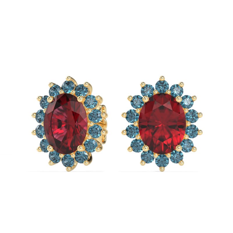 Princess Diana Oval Halo Earrings