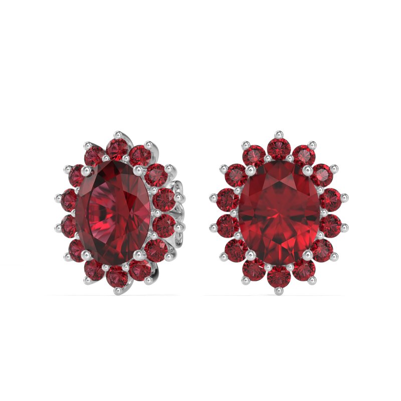 Princess Diana Oval Halo Earrings