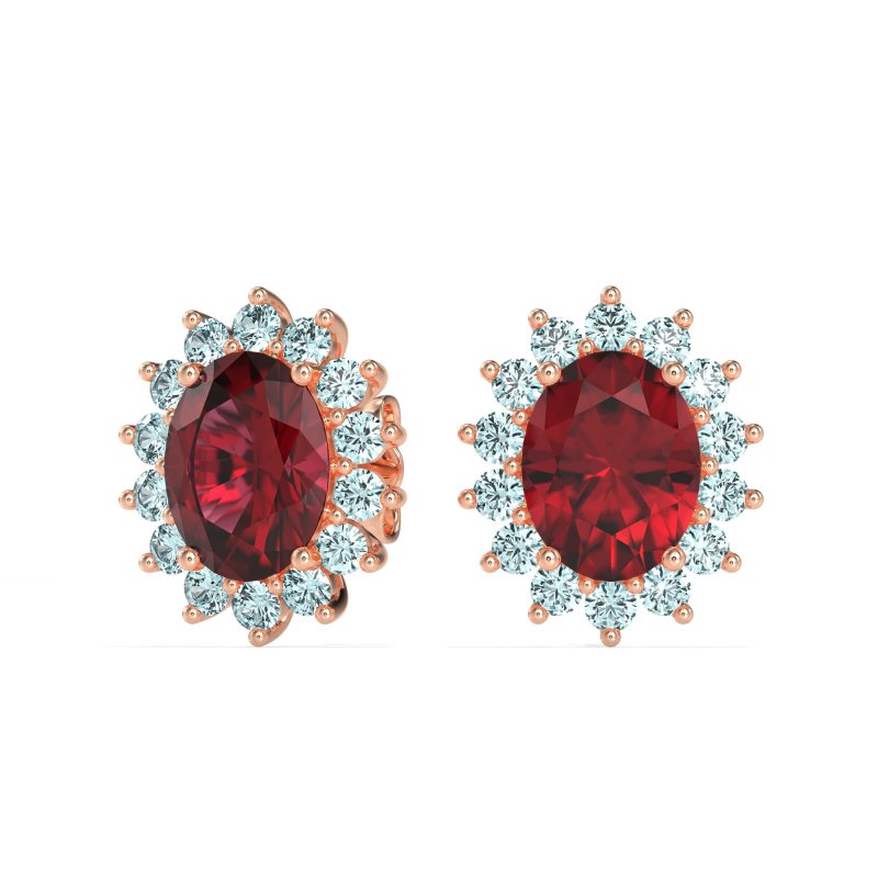 Princess Diana Oval Halo Earrings