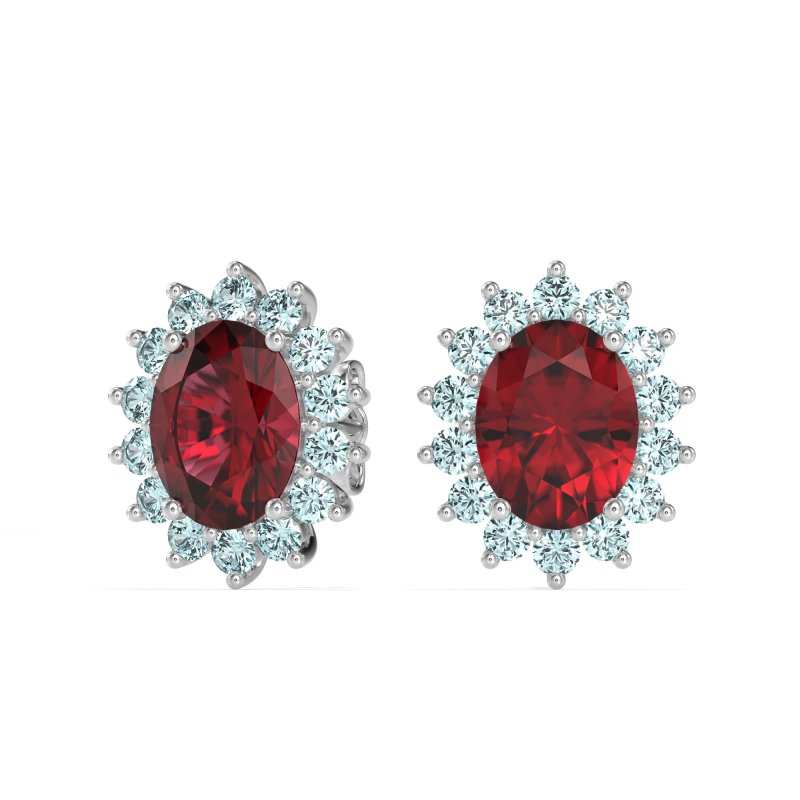 Princess Diana Oval Halo Earrings