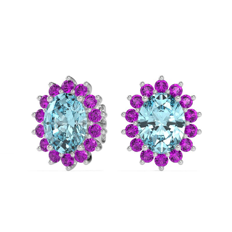 Princess Diana Oval Halo Earrings