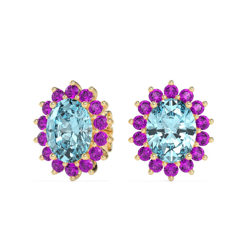 Princess Diana Oval Halo Earrings