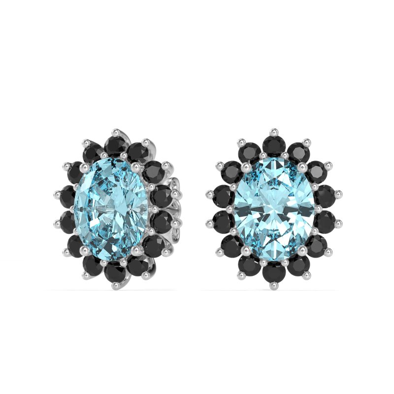 Princess Diana Oval Halo Earrings