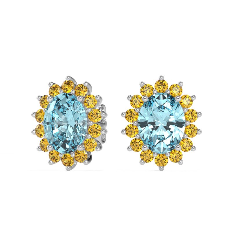 Princess Diana Oval Halo Earrings