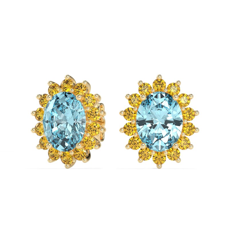 Princess Diana Oval Halo Earrings