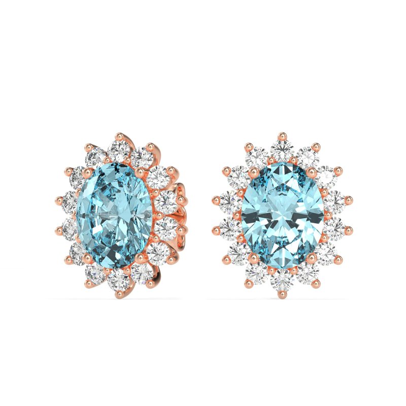 Princess Diana Oval Halo Earrings